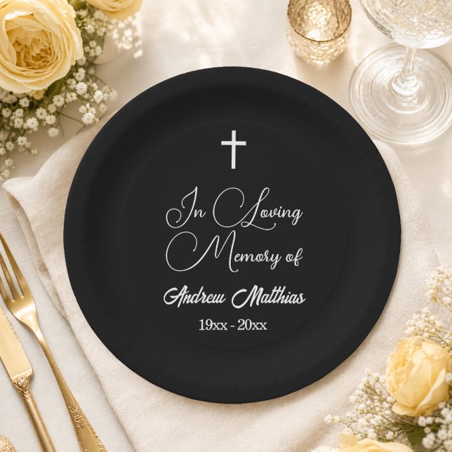 Assiettes En Carton En Souvenir Élegant Funérailles (Créateur téléchargé)