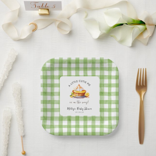 Assiettes En Carton En vichy Baby shower Little Cutie Pie (Mariage)