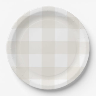 Assiettes En Carton En vichy beige neutre