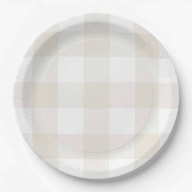 Assiettes En Carton En vichy beige neutre (Devant)