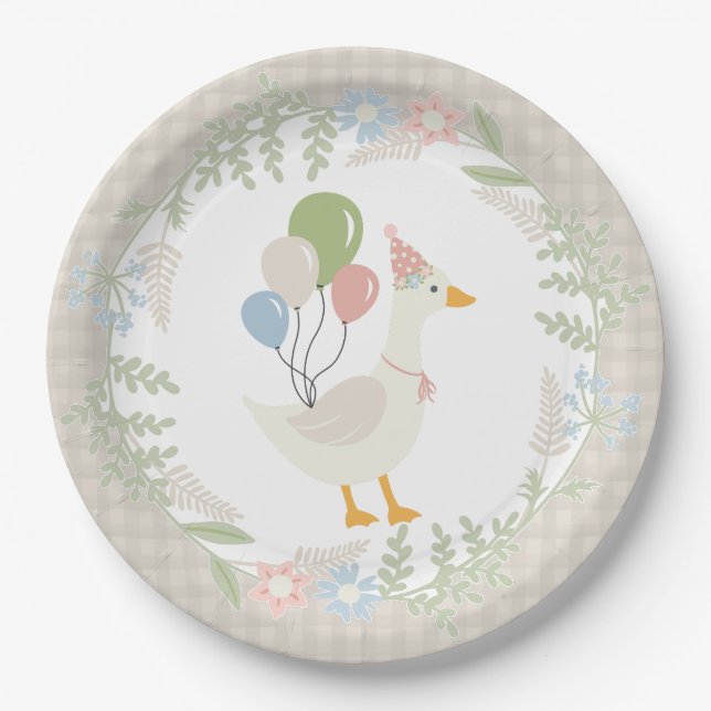 Assiettes En Carton En vichy Floral d'oie soie beige (Devant)