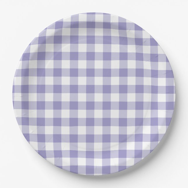 Assiettes En Carton En vichy Pale Purple (Devant)