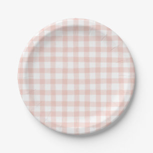 Assiettes En Carton En vichy Peach mignonne