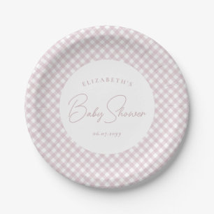 Assiettes En Carton En vichy rose mignon simple baby shower personnali