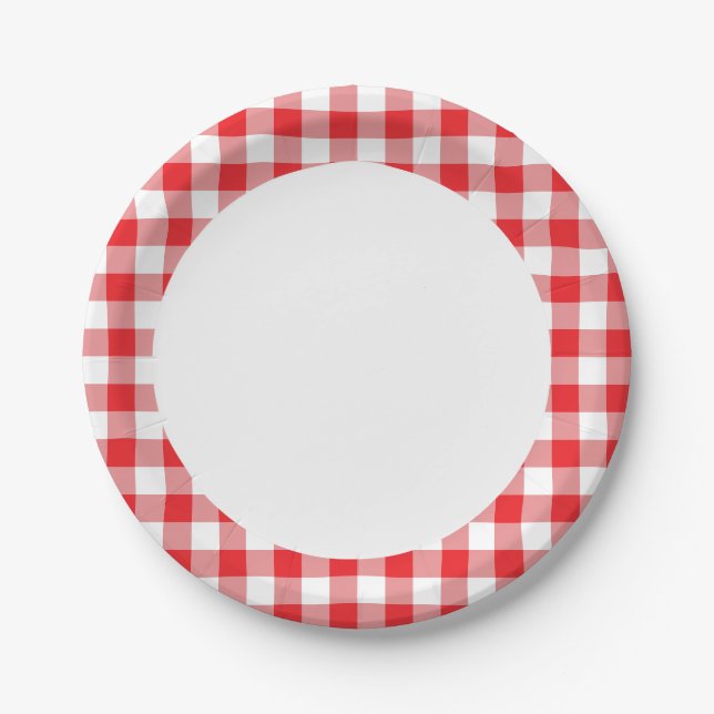 Assiettes En Carton En vichy rouge (Devant)