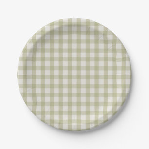 Assiettes En Carton En vichy Vert simple taille