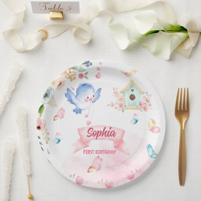 Assiettes En Carton enchanted butterfly garden paper plate (Mariage)