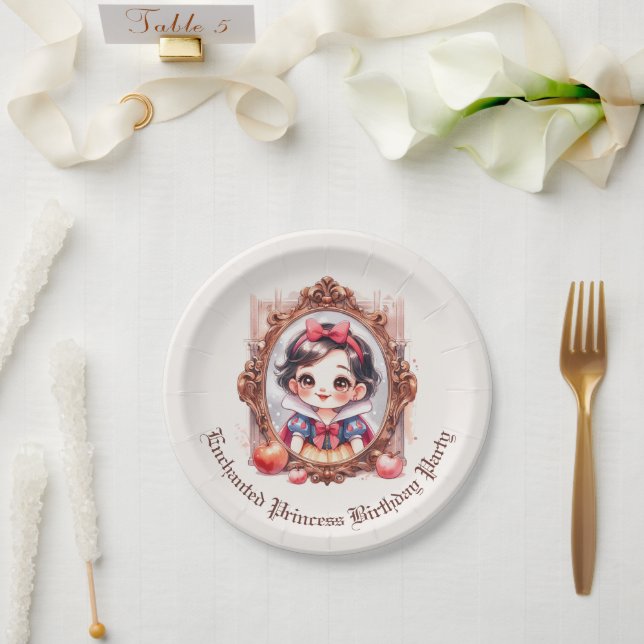 Assiettes En Carton Enchanted Princess Birthday Invitation Snow White (Mariage)