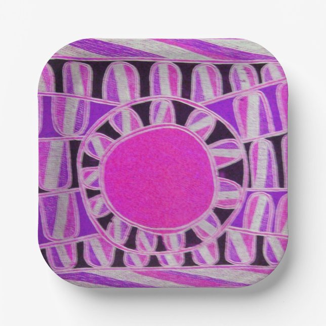 Assiettes En Carton Énergie solaire rose violet blanc noir (Recto)