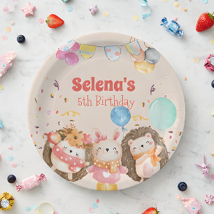 Assiettes En Carton Enfant d'animaux de la forêt d'aquarelle