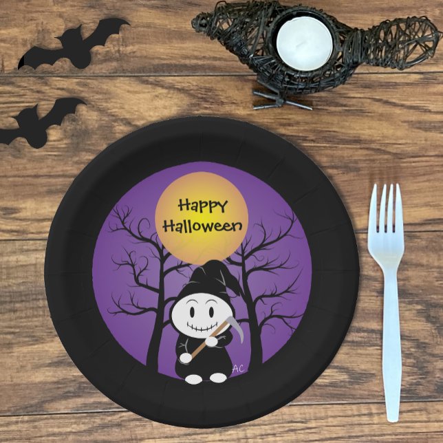 Assiettes En Carton Enfant en costume Grim Halloween Plaques en papier (Créateur téléchargé)