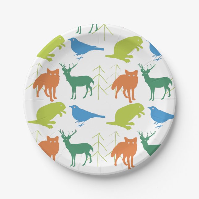 Assiettes En Carton Enfant moderne Boy Woodland Créatures Douche (Devant)