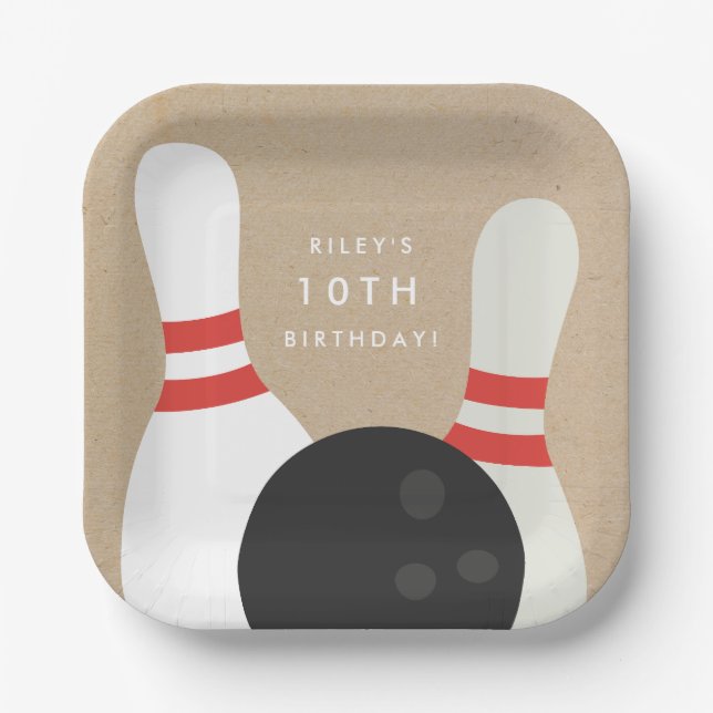 Assiettes En Carton Enfants Bowling fête d'anniversaire (Recto)
