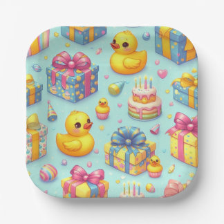 Assiettes En Carton Enfants Canard jaune Anniversaire Plaques papier