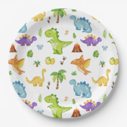 Assiettes En Carton Enfants Cute Dinosaur Motif