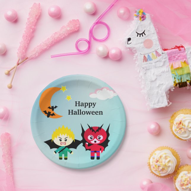 Assiettes En Carton Enfants d'Halloween (Fête)