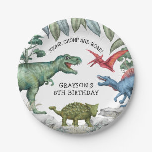Assiettes En Carton Enfants Dinosaur fête d'anniversaire