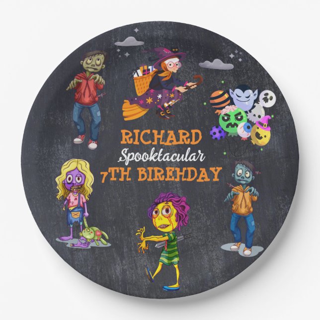 Assiettes En Carton Enfants Éffrayant Halloween Costume Anniversaire P (Devant)