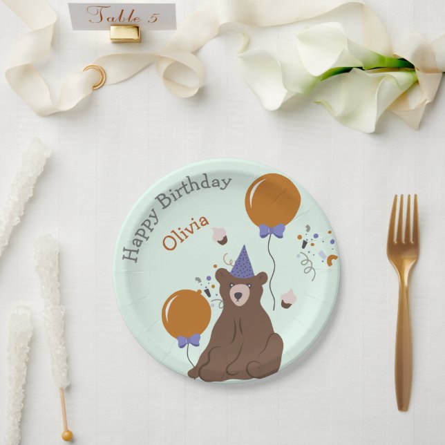 Assiettes En Carton Enfants Fête Ours Anniversaire (Mariage)
