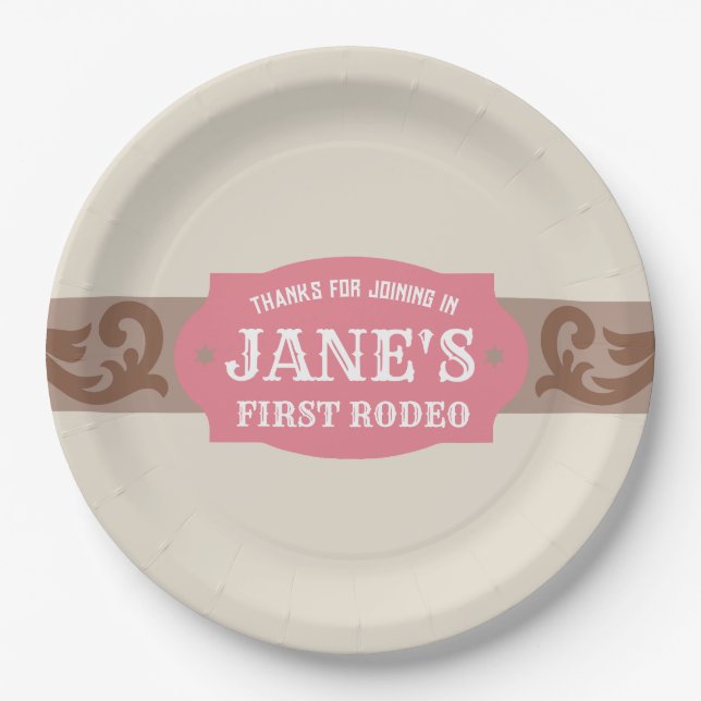 Assiettes En Carton Enfants Irst Rodeo Rose/Brown Occident Anniversair (Devant)