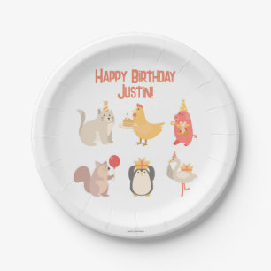 Assiettes En Carton Enfants Joyeux Anniversaire Fête Animaux Garçons S