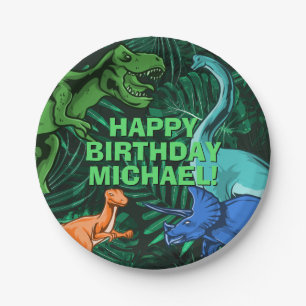 Assiettes En Carton Enfants Jurassic Dino Personnalisé Dinosaure Anniv