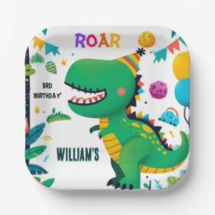Assiettes En Carton enfants ludiques garçons mignons T trois 3 rex 3e