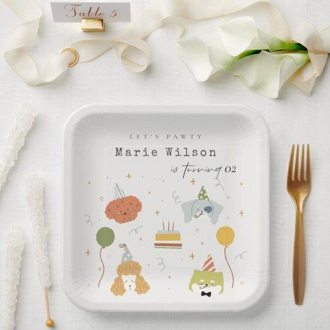 Assiettes En Carton Enfants mignons Chiens de marionnettes pawty N'imp (Mariage)