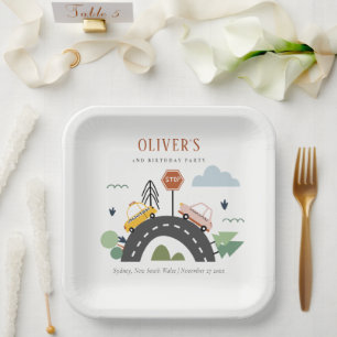 Assiettes En Carton Enfants mignons Véhicule Urbain Voiture Route N'im