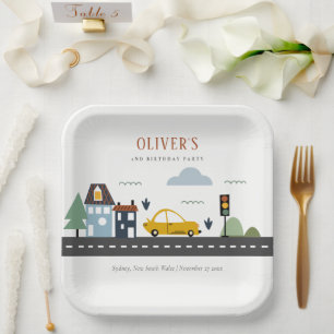 Assiettes En Carton Enfants mignons Véhicule Urbain Voiture Route N'im