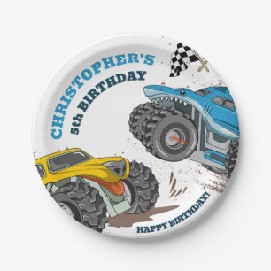 Assiettes En Carton Enfants modernes Monster Trucks Anniversaire