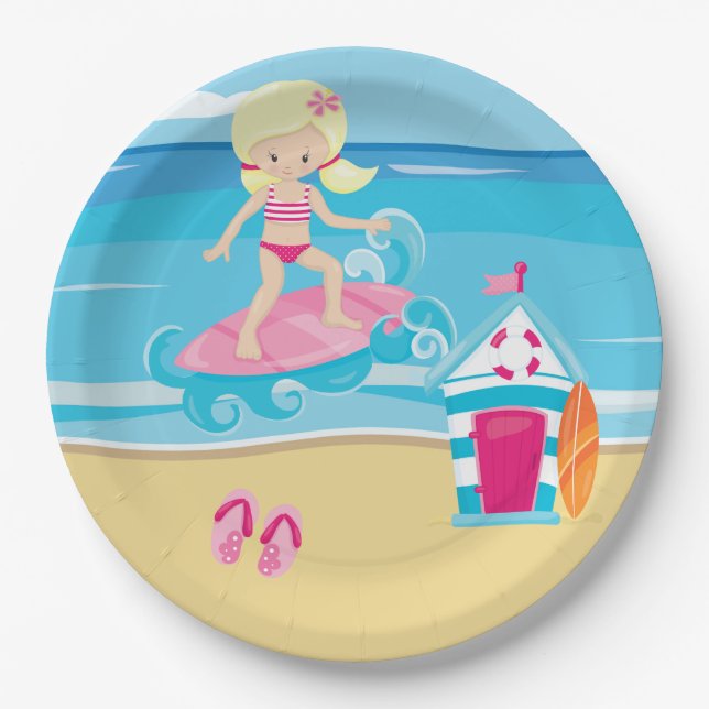 Assiettes En Carton Enfants surfeurs (Devant)