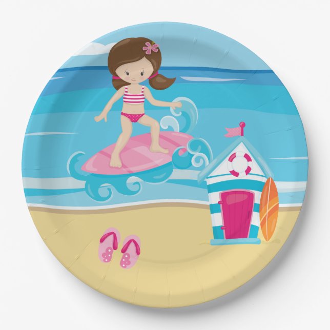 Assiettes En Carton Enfants surfeurs (Devant)