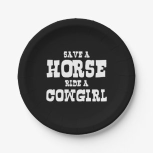 ASSIETTES EN CARTON ENREGISTRER UN CHEVAL UN BOUTON COWGIRL