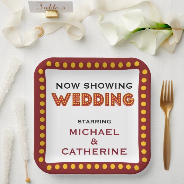 Assiettes En Carton Enseigne de Mariage à Thème de Film (Mariage)