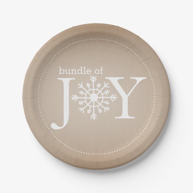 Assiettes En Carton Ensemble de Joy Neutral Winter Snow Baby shower (Devant)
