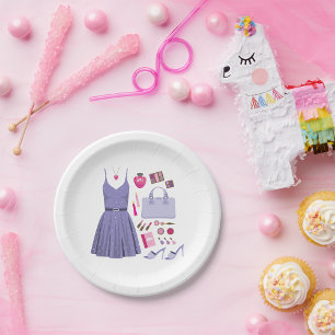 Assiettes En Carton Ensemble de mode Violet Lavande Féminin