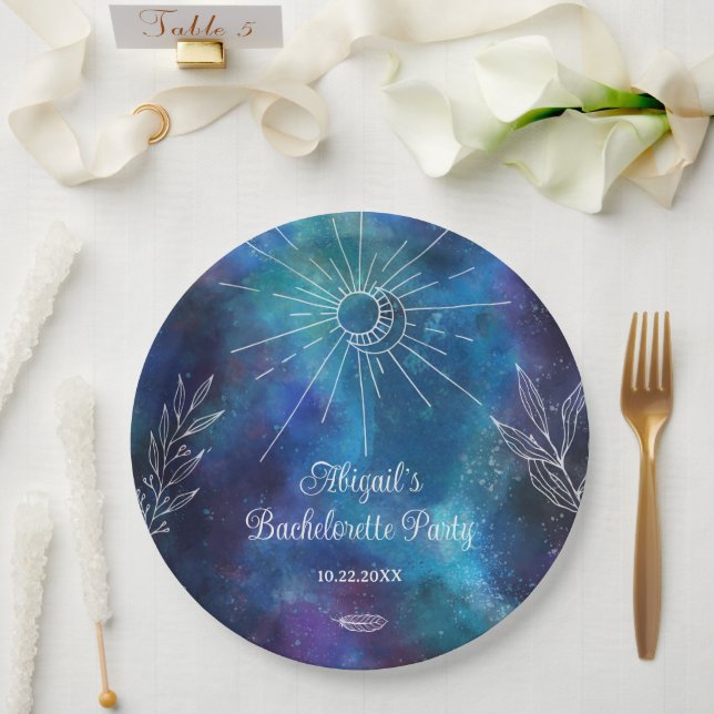Assiettes En Carton Enterrement de vie de jeune fille aquarelle mystiq (Mariage)