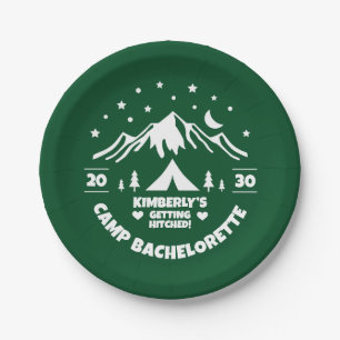 Assiettes En Carton Enterrement de vie de jeune fille Camping Vert