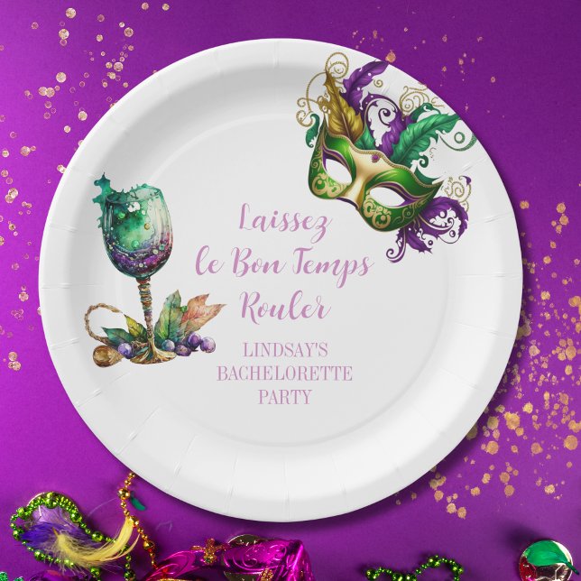 Assiettes En Carton Enterrement de vie de jeune fille Mardi Gras (Créateur téléchargé)