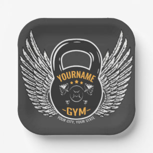 Assiettes En Carton Entraîneur de fitness GYM personnalisé Kettlebell