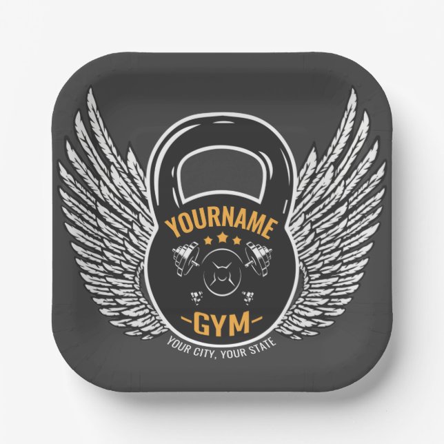 Assiettes En Carton Entraîneur de fitness GYM personnalisé Kettlebell (Recto)