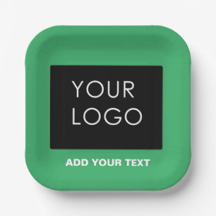 Assiettes En Carton Entreprise personnalisable Ajouter Logo Vert moder