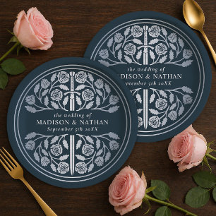 Assiettes En Carton Épée Royale Médiévale Grise Argent Mariage