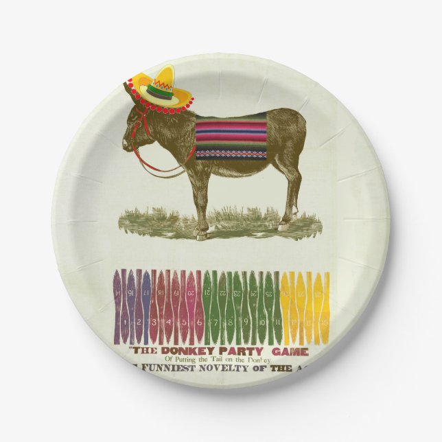 Assiettes En Carton Éplucher la queue sur l'âne (Devant)