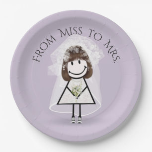 Assiettes En Carton Épouse fille en Basket avec Daisy Bouquet