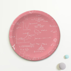 Assiettes En Carton Équations et formules en mathématiques roses