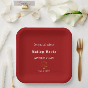 Assiettes En Carton Équilibre de justice en or de graduation Rouge