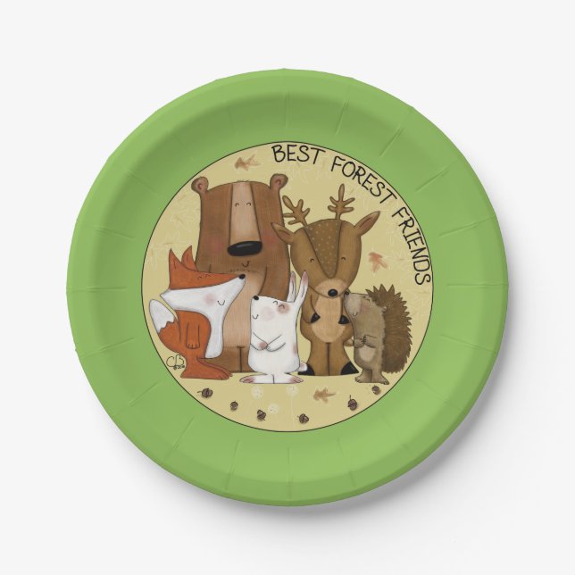 Assiettes En Carton Équipe de bois - Meilleurs amis forestiers/ Indivi (Devant)
