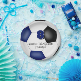 Assiettes En Carton équipe noire bleu couleurs soccer enfants sport